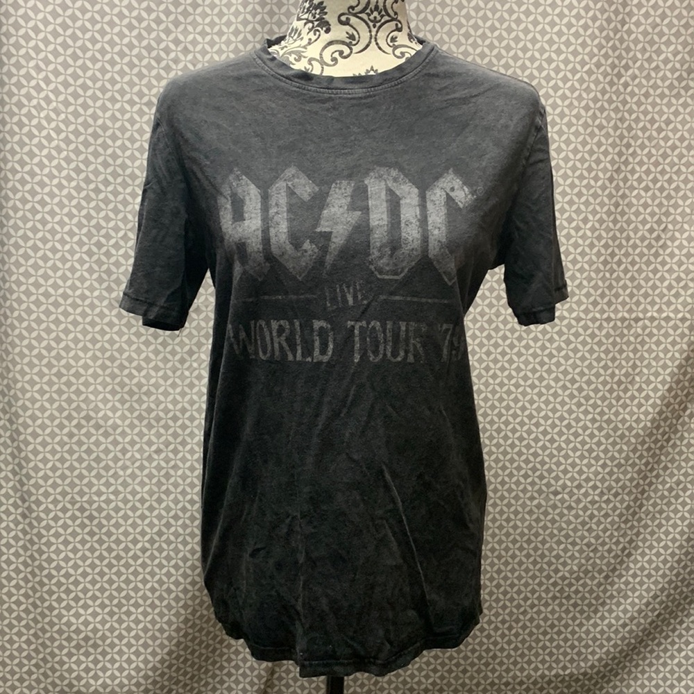 AC/DC H&M Womens Black Faded Shirt Size Small